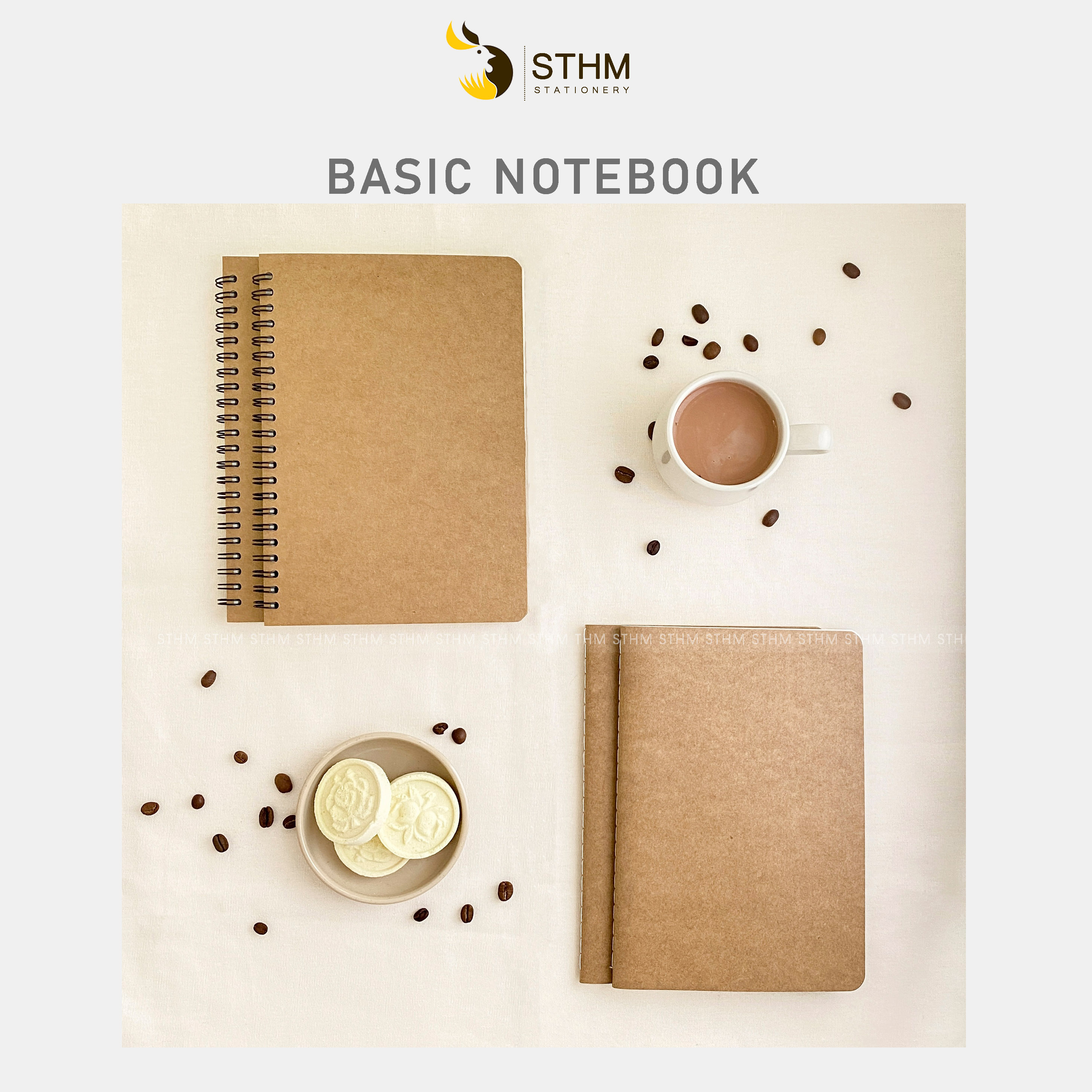 STHM stationery - Basic notebook - 160 trang 80gsm - Bìa kraft Âu
