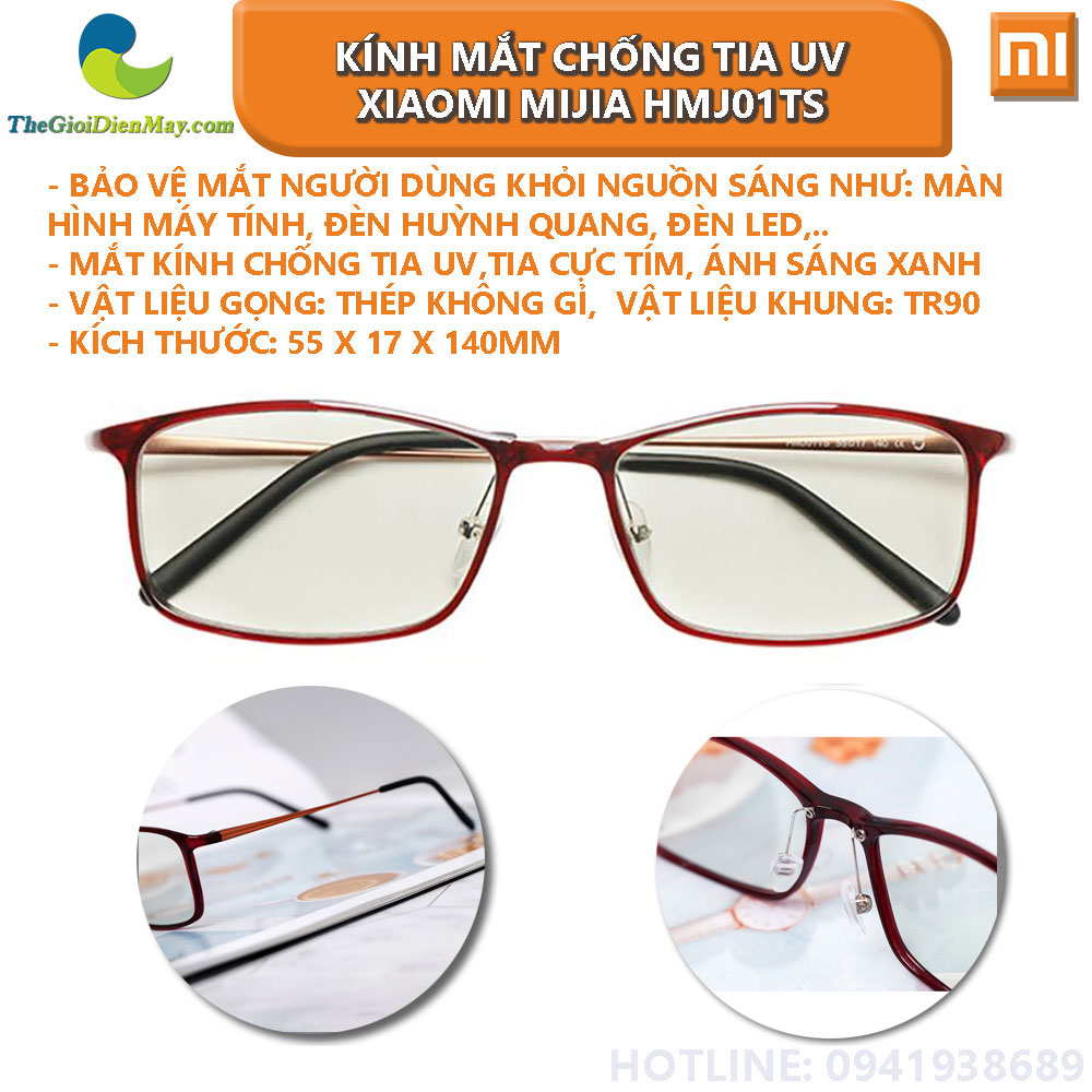 Kính mắt chống tia UV, ánh sáng xanh Xiaomi Mijia HMJ01TS - Shop Thế Giới Điện Máy