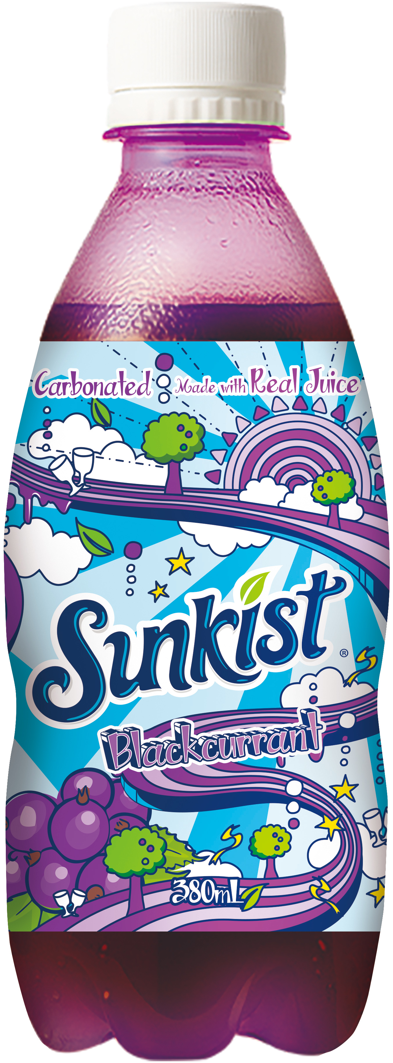 Nước có ga vị lý chua đen hiệu sunkist 380ml