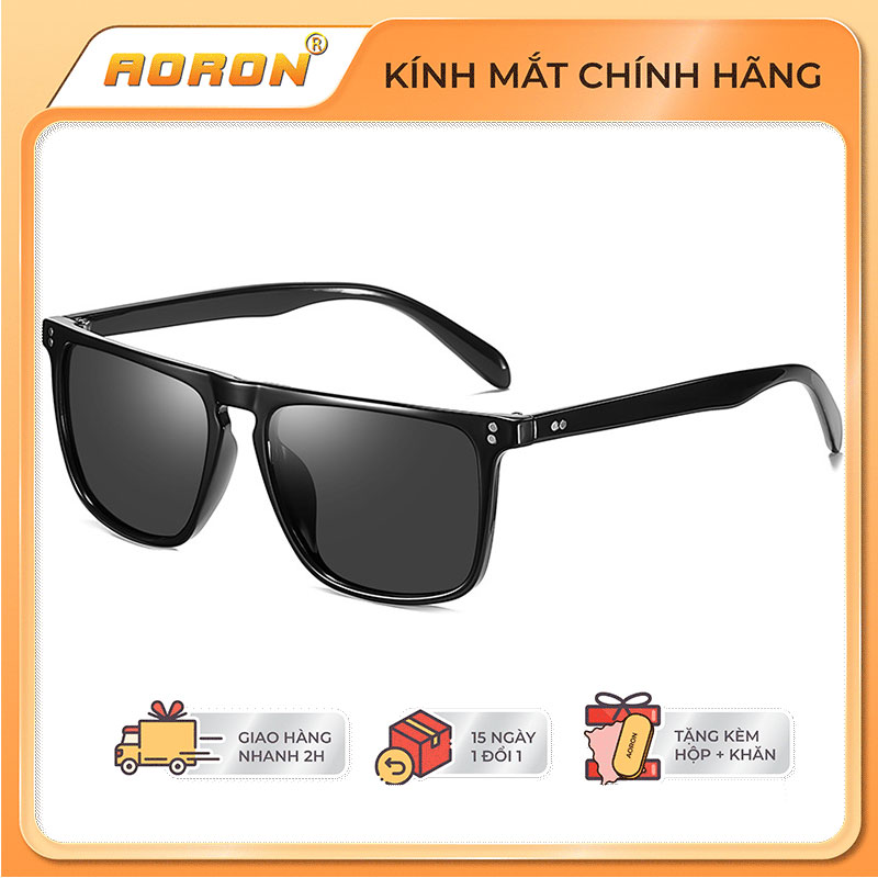 Mắt Kính Nam Nữ Thời Trang Châu Âu, Kính Gọng Vuông - Kính Mắt Nam Nữ Phân Cực Chống UV400, Dáng Kính Công Sở Cực Ngầu AK022 - KÍNH AORON - Gian Hàng Chính Hãng