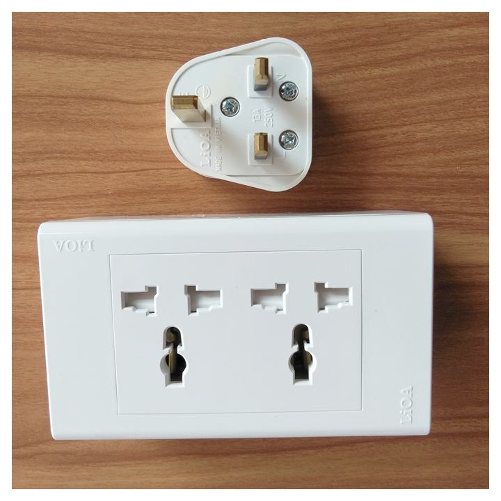 COMBO Phích cắm 3 chấu PUK LiOA Kiểu Anh - Ổ cắm Tiêu chuẩn châu Âu