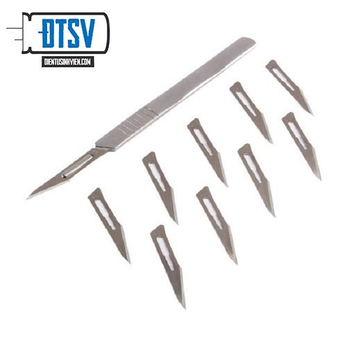 Cán dao mổ số 3 kèm 10 lưỡi dao mổ số 11