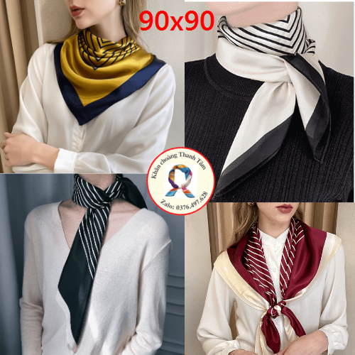 Khăn lụa vuông 90x90cm quàng cổ quấn tóc quấn túi làm áo yếm lụa Siêu Xinh
