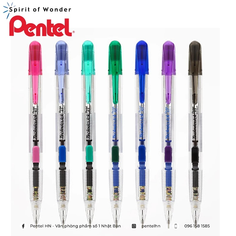 Bút Chì Kim Pentel Bấm Thân Giữa PD105T Và PD107T | Thiết Kế Thân Trong Đẹp Mắt