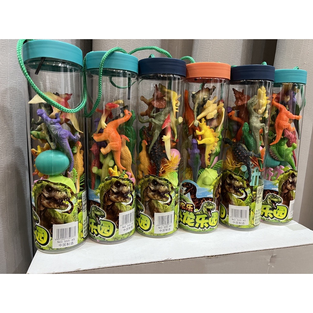 Đồ chơi khủng long dạng hộp lon đựng nhiều khủng long nhỏ- Mô hình khủng long Hk Mart