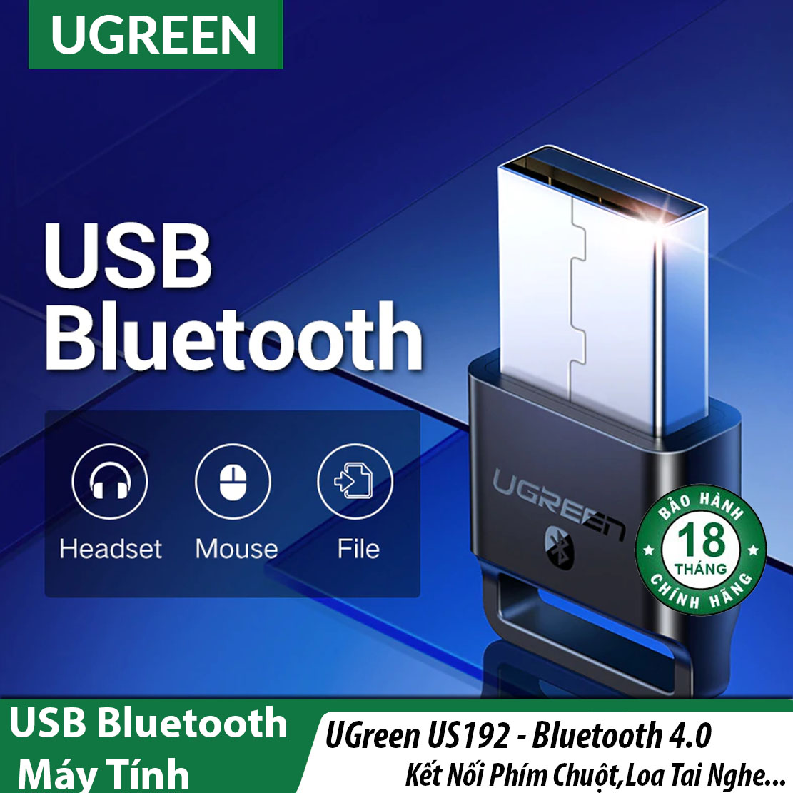 [HCM]Usb bluetooth cao cấp cho máy tính Ugreen us192 - giúp kết nối phím chuột tai nghe loa... là dòng sản phẩm chất lượng trên thị trường hiện nay kết nối hiệu quả đa dạng thiết bị