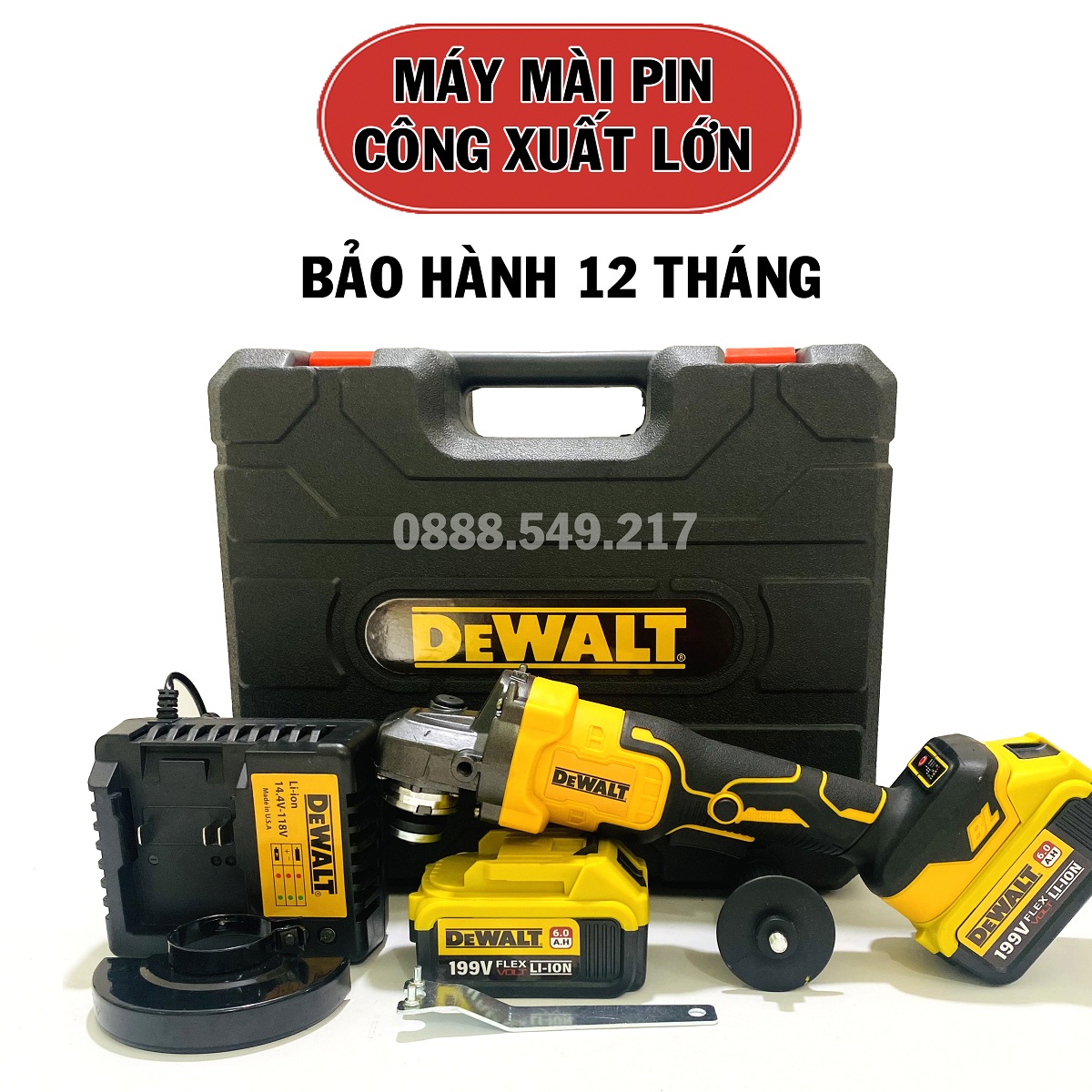 Bộ máy mài góc cầm tay - máy mài dewalt dùng pin 199v 10 cells siêu trâu - hàng chuẩn lõi đồng không chổi than cực khỏe - free ship