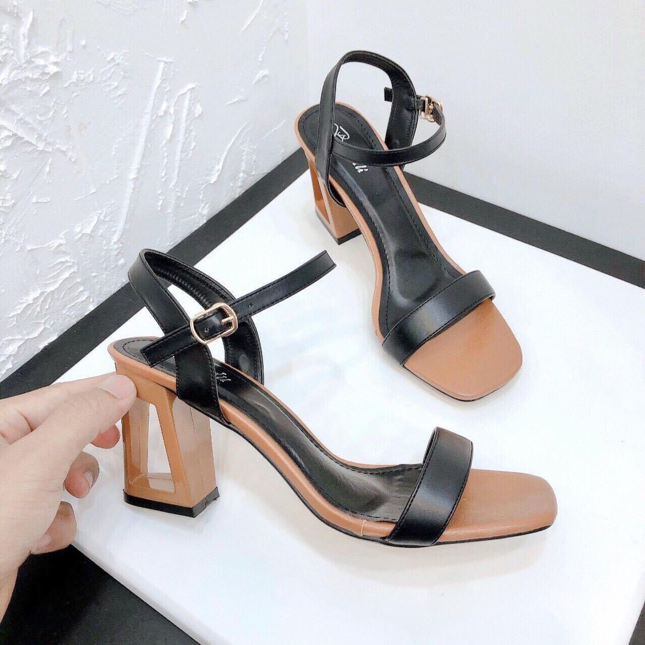 Giày cao gót 7p quai mãnh gót bò khoét lỗ st