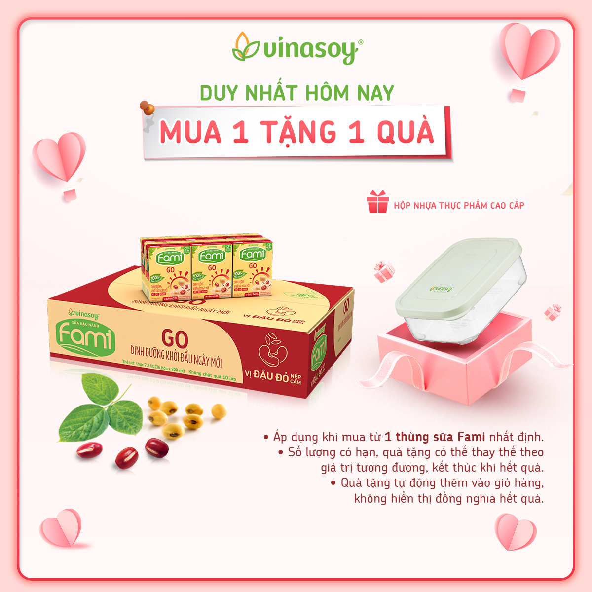 Thùng sữa đậu nành Fami Go Đậu đỏ (36 hộp x 200ml)
