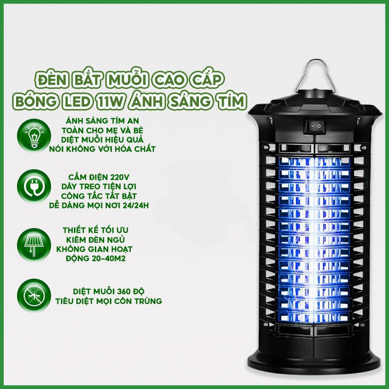Đèn bắt muỗi electric công suất 11w thông minh an toàn hiệu quả cao đuổi muỗi diệt côn trùng