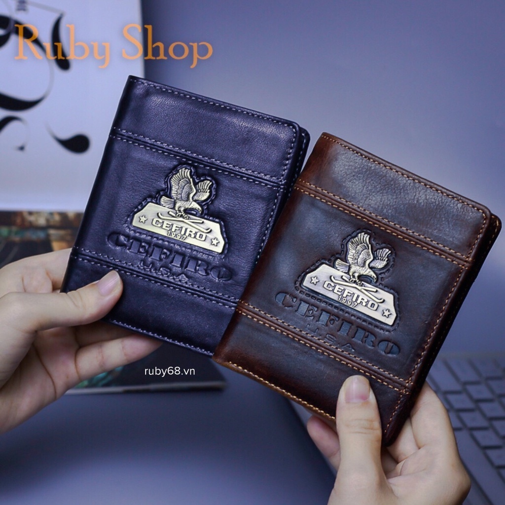 ✱◄  Ví Da Nam   Ví Da Bò Cao Cấp CEFIRO 1997 Bóp Da Thật Handmade Thủ Công Đường Nét Tinh Tế Sắc Nét