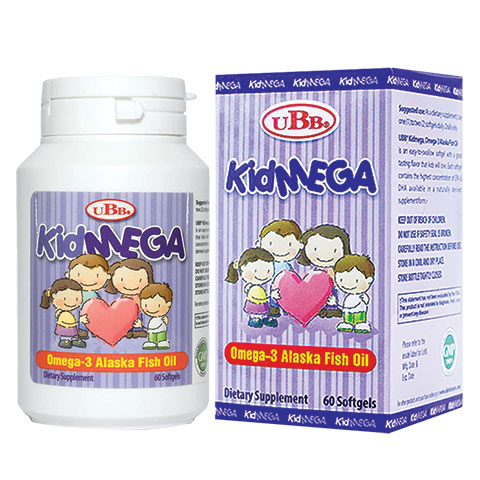 Ubb Kidmega Omega-3 Alaska Fish Oil - hỗ trợ phát triển não bộ thai nhi và trẻ sơ sinh - Lọ 60 viên /omega3kid