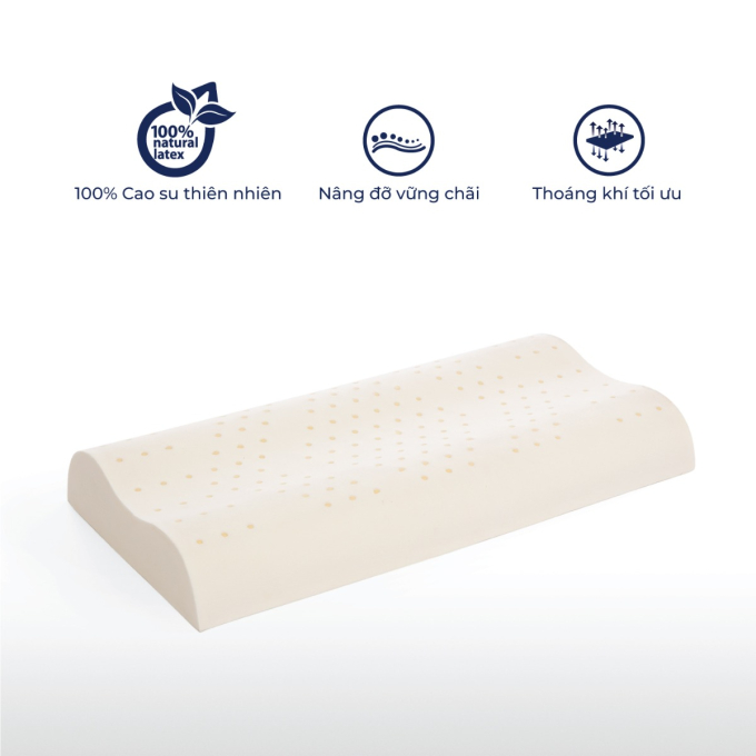 Gối nằm cao su thiên nhiên liên á contour 30x50x8cm độ đàn hồi cao.