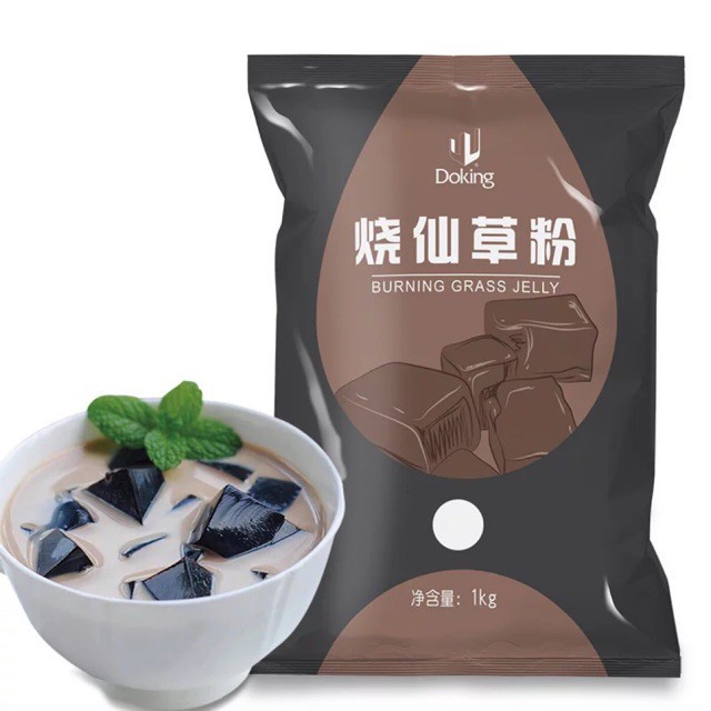 Pudding thạch sương sáo Bột thạch cỏ thơm , thạch tiên thảo, hãng DOKING topping trà sữa mềm mịn núng nính gói 1kg