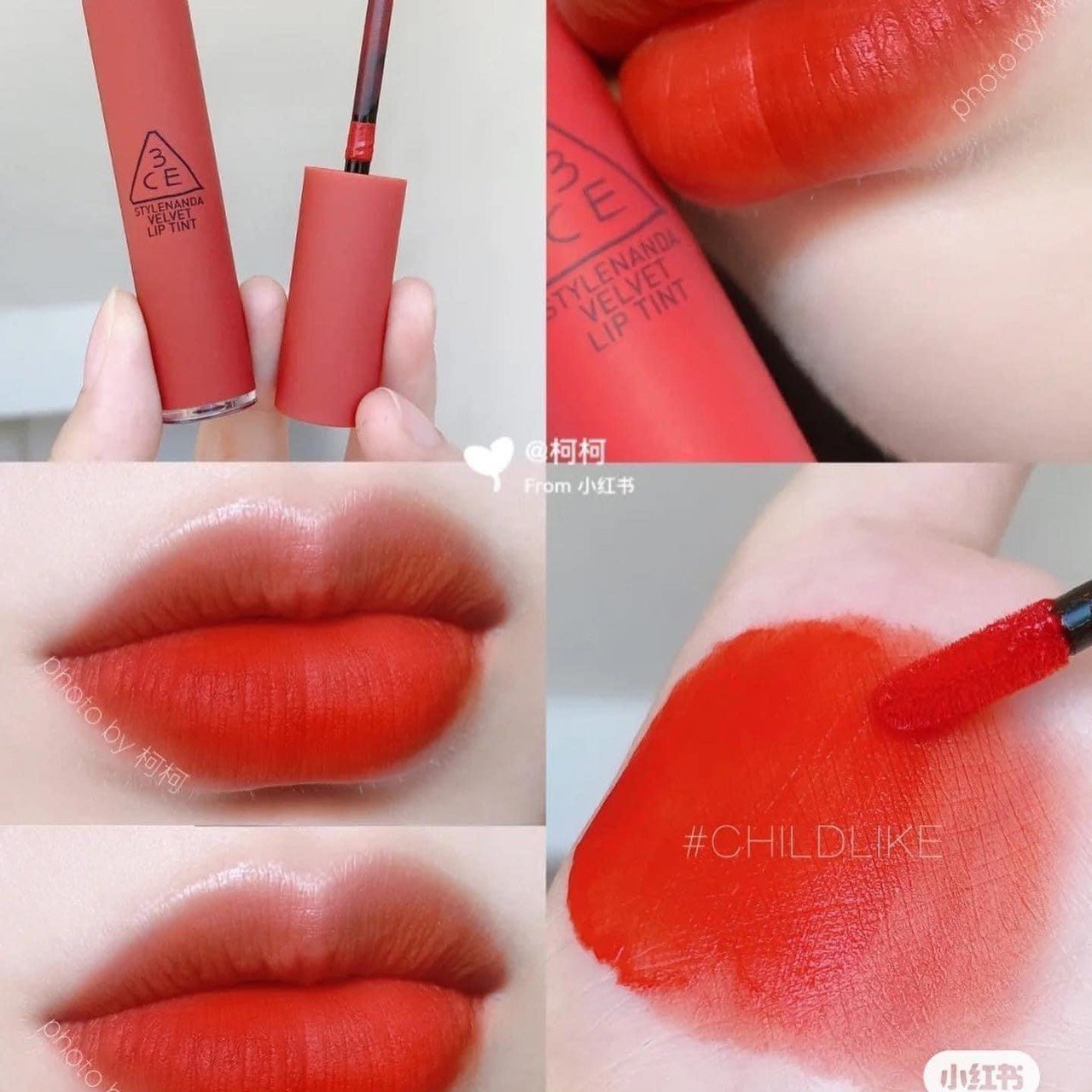 Son kem lì 3ce velvet lip tint childlike đỏ cam