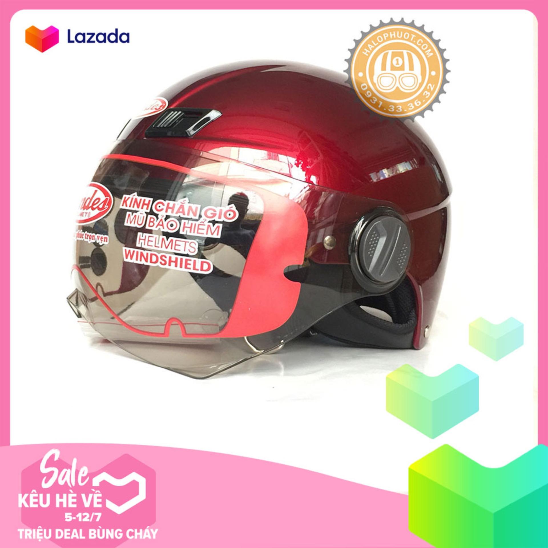 Nón bảo hiểm nửa đầu có kính Andes 3S 109K (Đỏ bóng)
