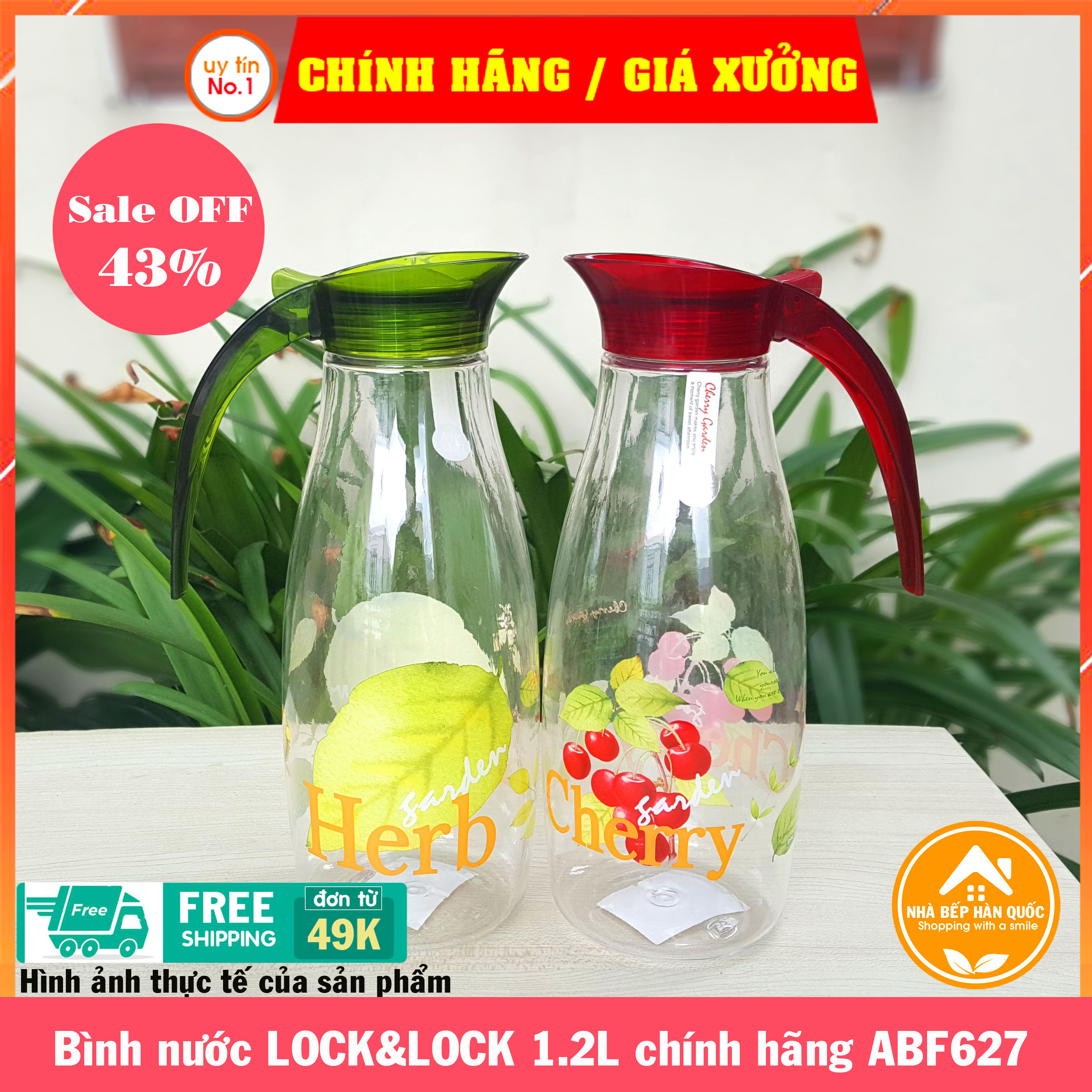 Bình nước bisfree classic lock&lock 1.2l abf627