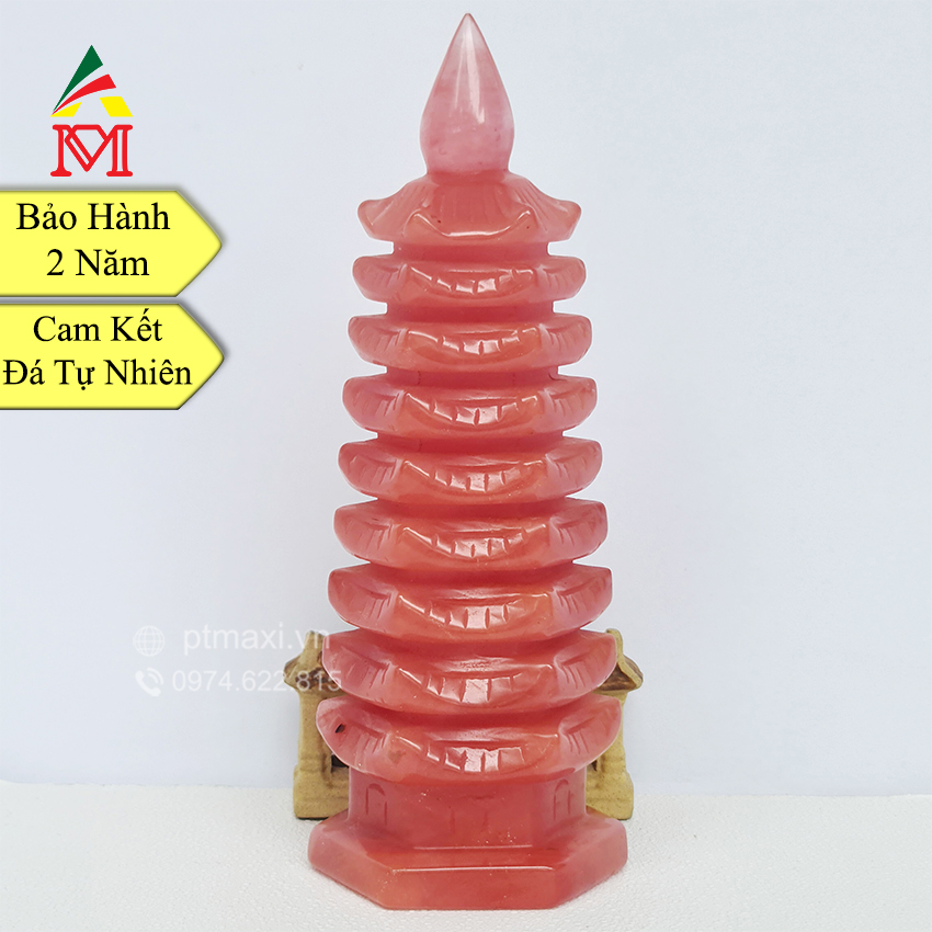 Tháp văn xương 9 tầng đá obsidian đỏ . hợp mệnh hoả, mệnh thổ