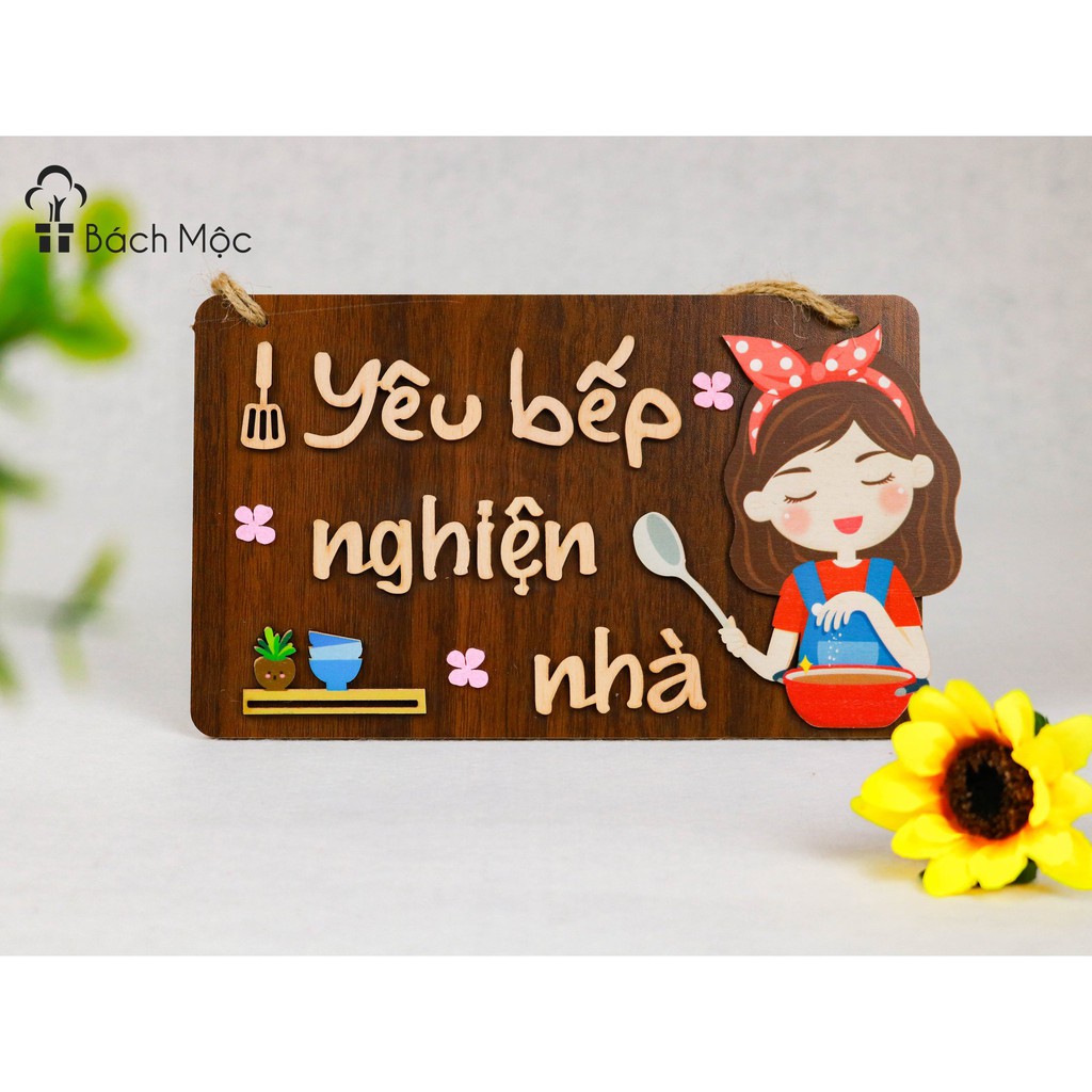 Decor home Bảng gỗ decor, bảng gỗ trang trí Yêu bếp nghiện nhà