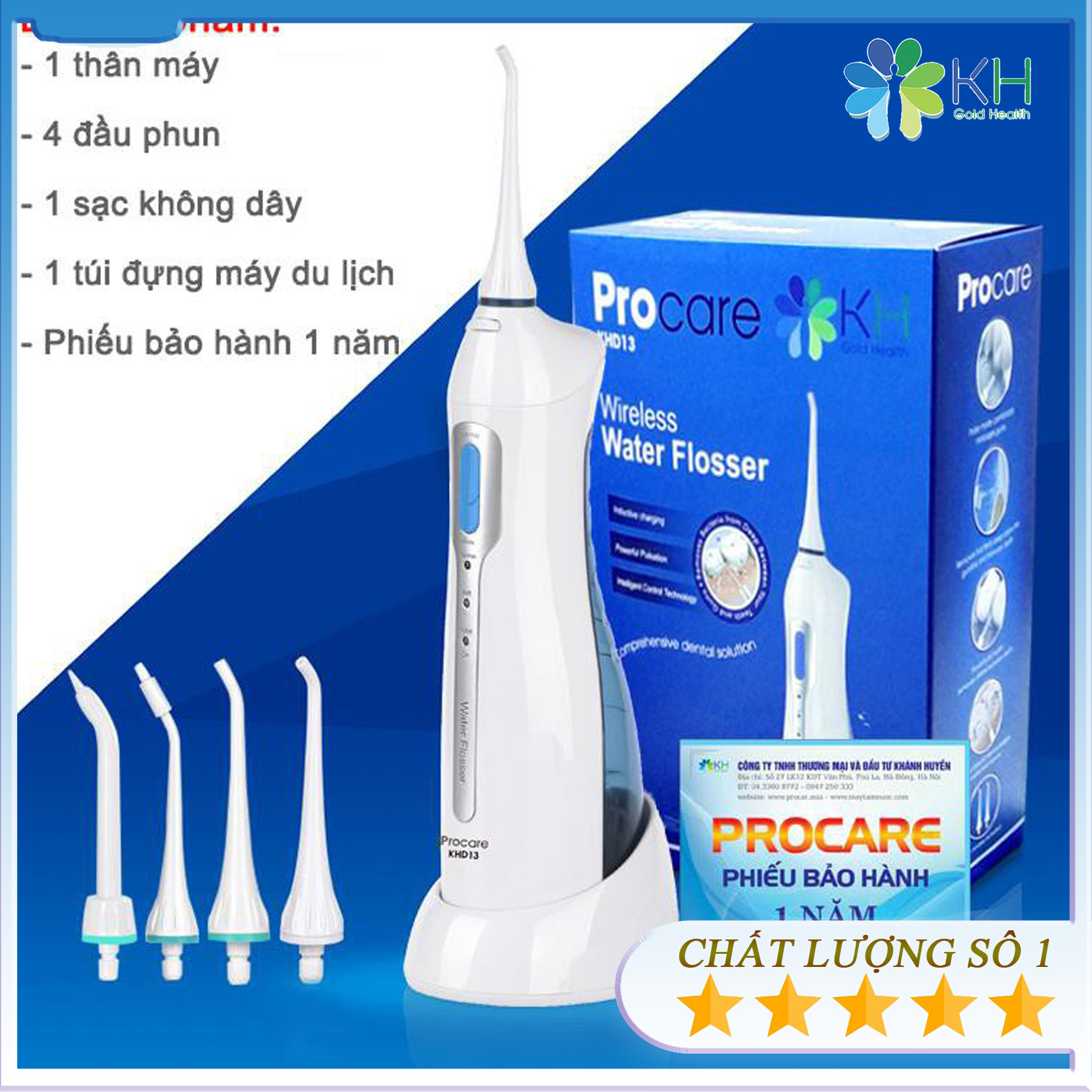Máy tăm nước du lịch không dây Procare KHD13