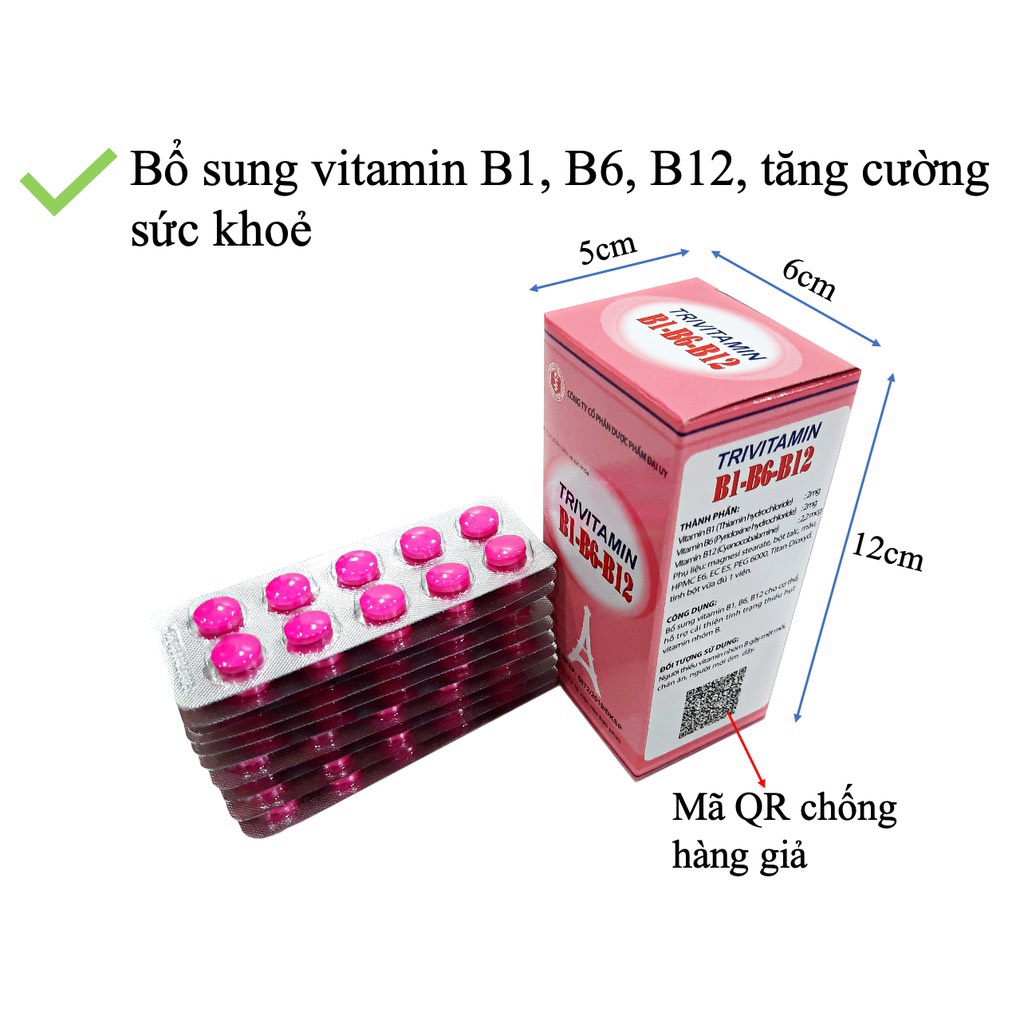 Viên uống bổ sung vitamin nhóm B TRIVITAMIN B1 - B6