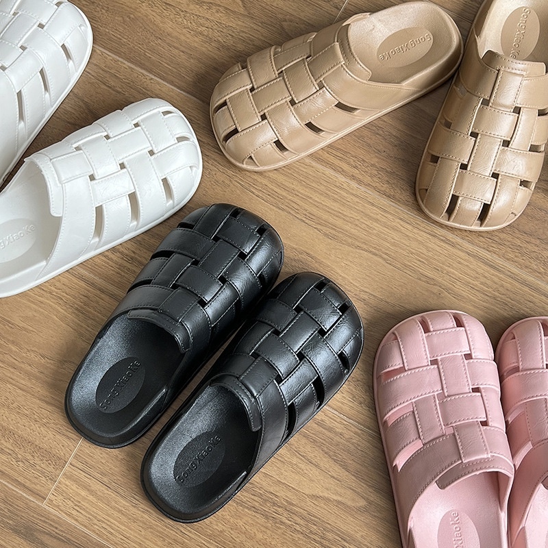 LJ7.10 dép nữ quai ngang Dép Sandal Nữ Đế Bằng Chống Trượt Thoáng Khí