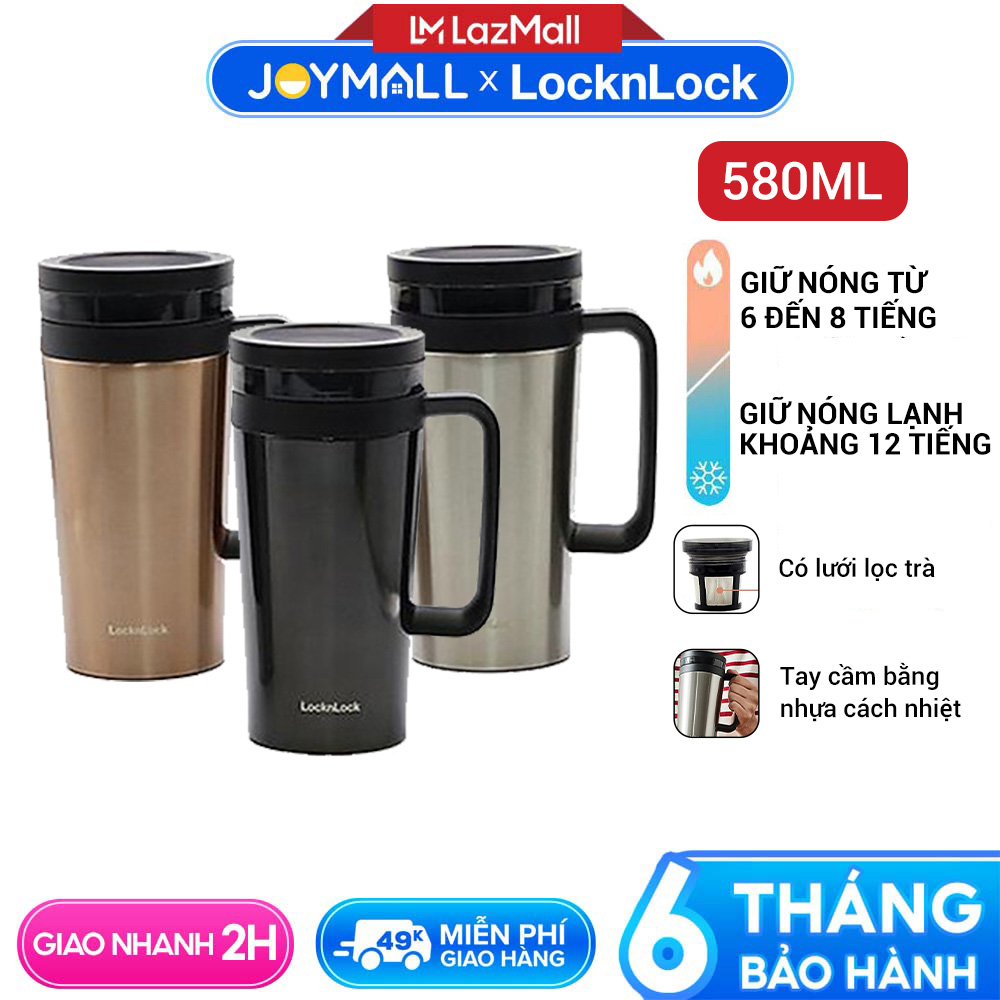 Ly giữ nhiệt LocknLock Coffee Filter Mug LHC4197 580ml, Hàng chính hãng, nắp đậy kín, lưới lọc trà - JoyMall