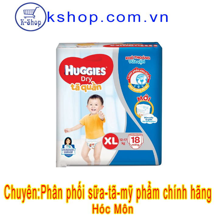 Tã quần huggies size xl – 18 miếng mẫu mới đệm mây co giãn