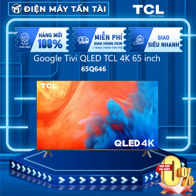 Google Tivi QLED TCL 4K 65 inch 65Q646 - Remote tích hợp micro tìm kiếm bằng giọng nói