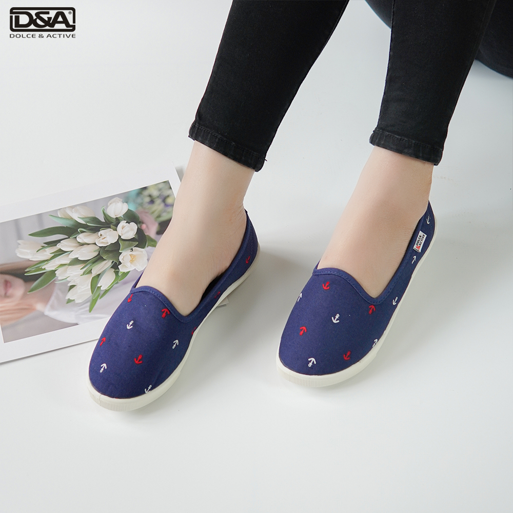 Giày slipon nữ D&A EPL1846 siêu nhẹ hình mỏ neo