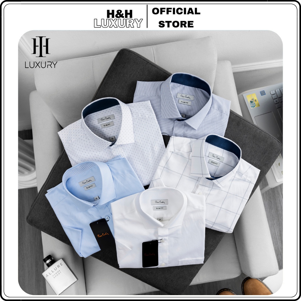 Áo sơ mi nam ngắn tay P.Cardin,áo sơ mi cộc tay nam chất liệu cotton Form Slimfit hàng cao cấp xuất Hàn - H&H LUXURY