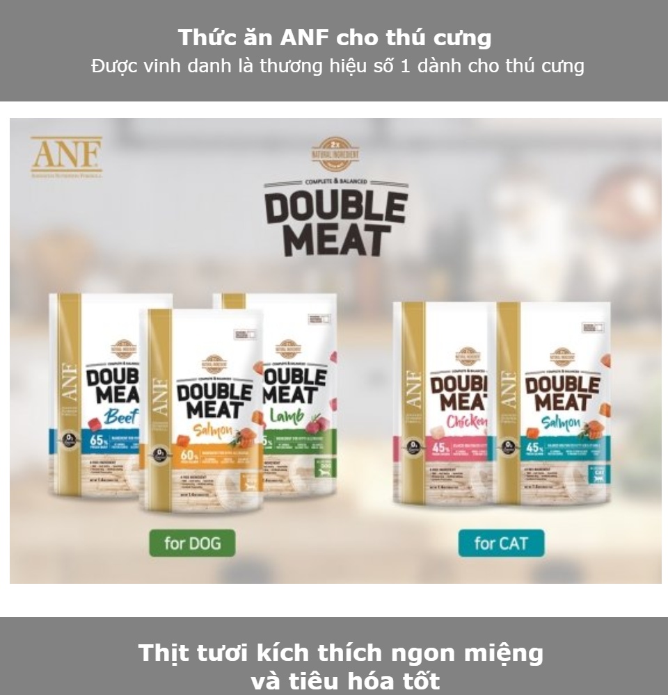 Thức ăn hạt gấp đ&ocirci thịt tươi cho ch&oacute anf double meat 1.4kg