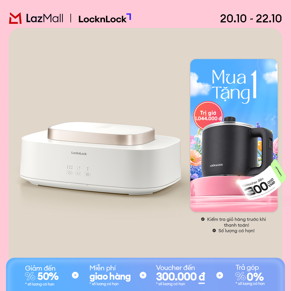 Máy sấy khuẩn quần áo LocknLock Cloth sterilizer dryer END112IVY thiết kế nhỏ gọn, khử khuẩn tia UV,công nghệ sưởi PTC