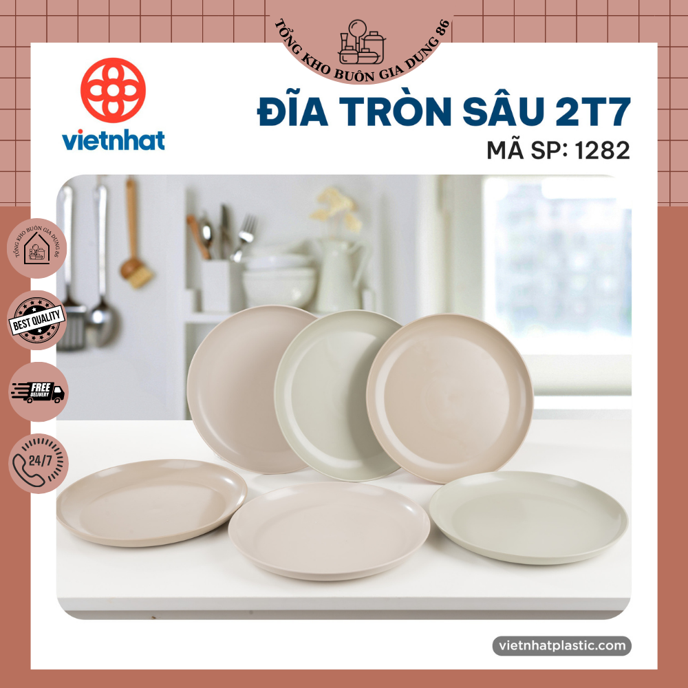 Đĩa tròn sâu 2t7 1281, đĩa nhựa việt nhật, đĩa đựng thức ăn cao cấp tổng kho buôn gia dụng 86