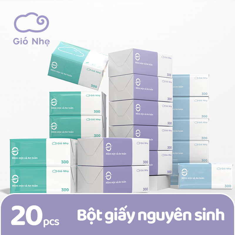 Giấy ăn rút thùng 20 gói đa sắc cao cấp 4 lớp, dập vân 4D, mềm mịn, thấm hút tốt,Gió Nhẹ - 2