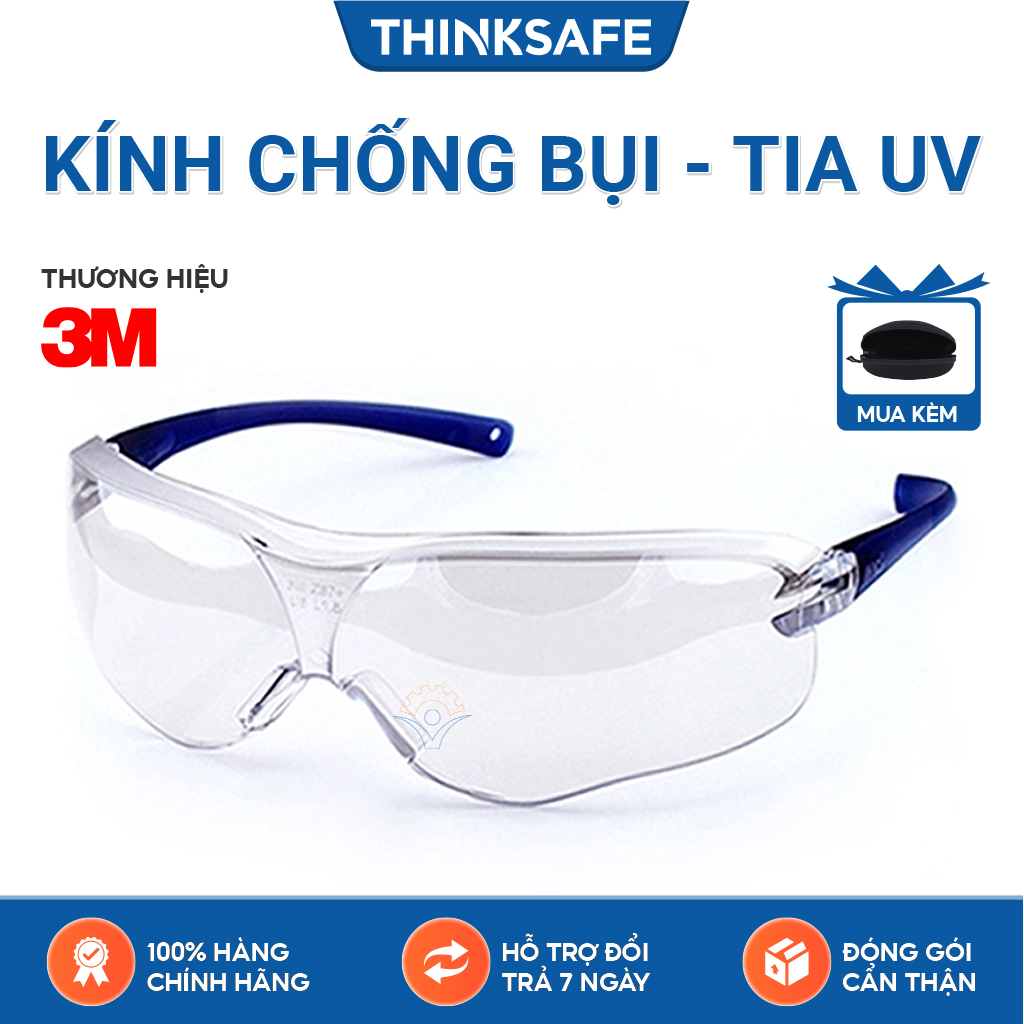 Kính bảo hộ 3M V34 Mắt kính chống tia UV, chống bụi, chắn gió, chống đọng sương, bảo vệ mắt trong y tế, lao động, đi xe máy Thinksafe