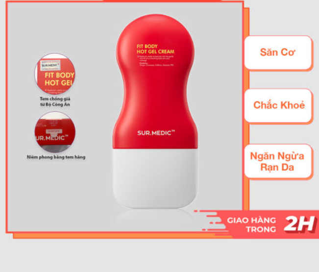 Thanh lăn massage tan mỡ định hình body surmedic fit body hot gel cream, săn cơ 100ml