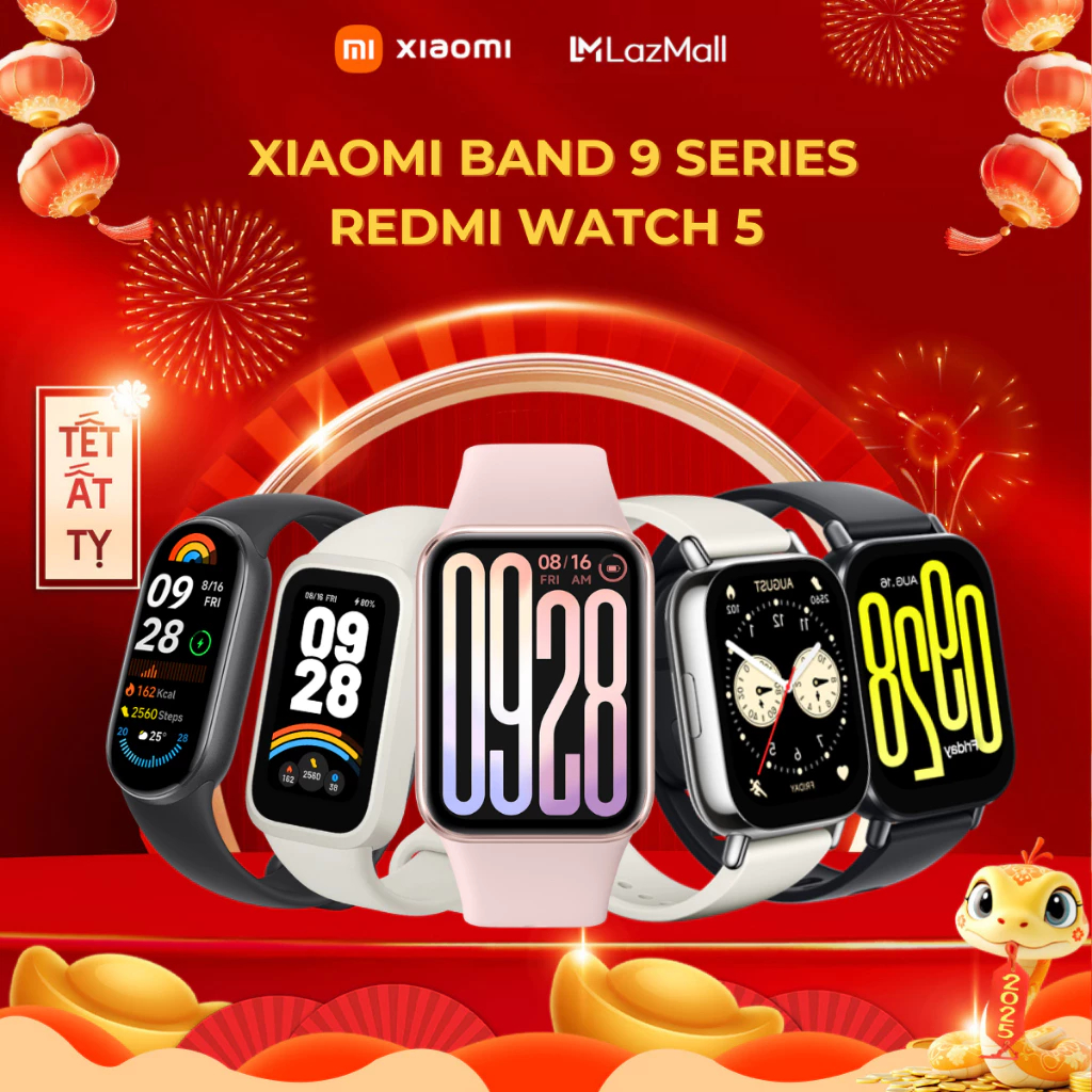 Đồng Hồ, Vòng Đeo Tay Thông Minh Xiaomi Mi Band 8 Active, BAND 9, Watch 5 Active, Watch 5 Lite