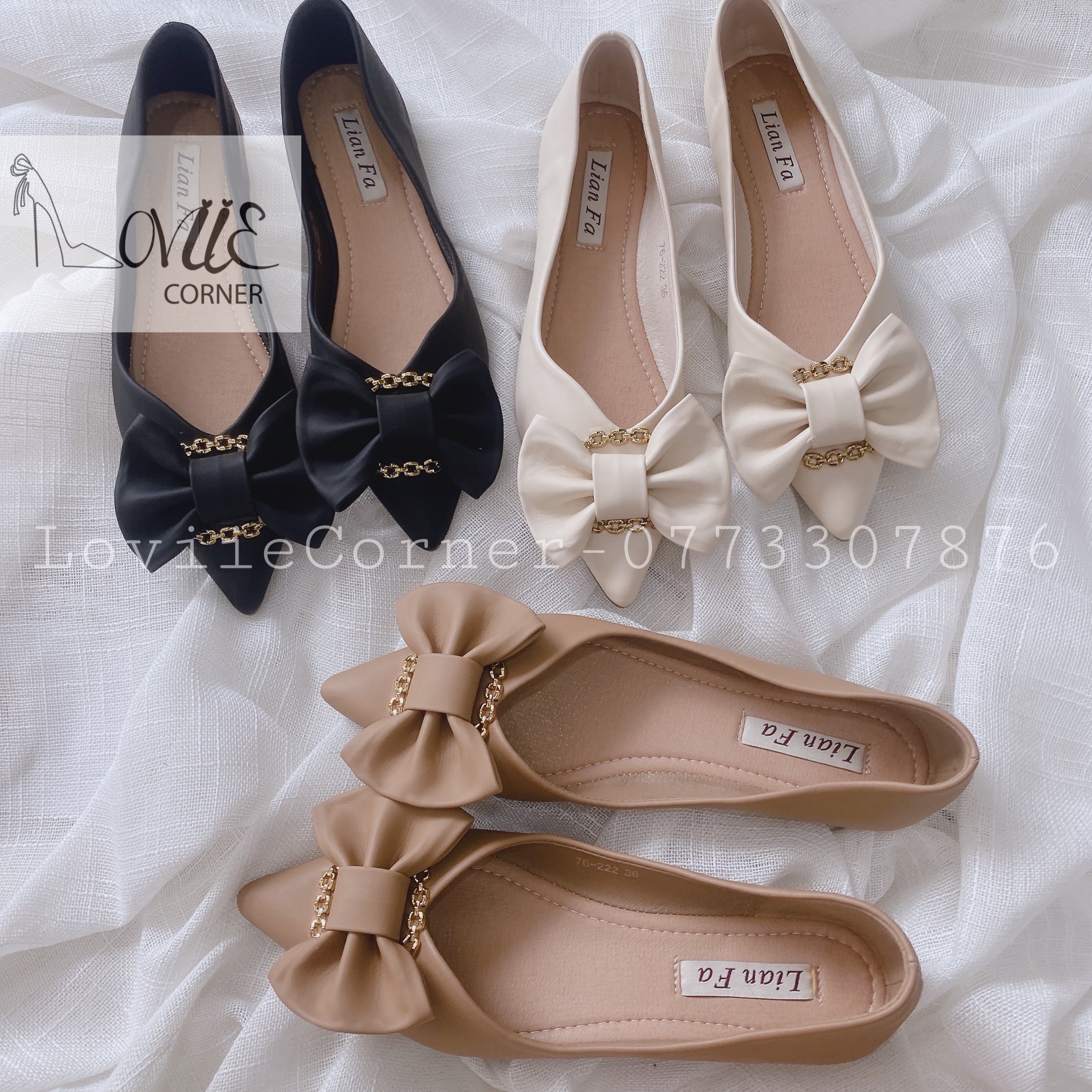 BÚP BÊ NỮ LOVIIE CORNER - GIÀY BỆT NỮ MŨI NHỌN ĐẾ CAO SU SIÊU ÊM - GIÀY BÍT MŨI ĐÍNH NƠ - B220208