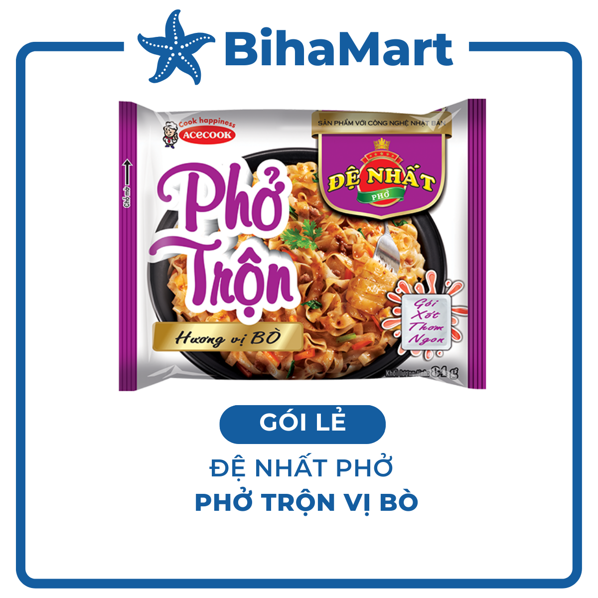 1 PACKAGE - ACECOOK - Stir-fried De Nhat Pho Instant Noodle Beef Flavour