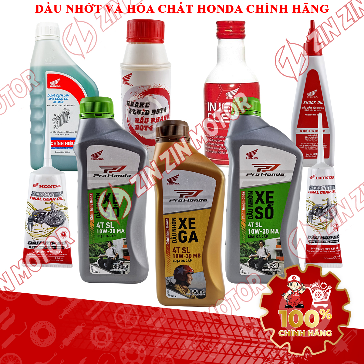 Nước Mát, Dung Dịch Vệ Sinh Buồng Đốt Kim Phun, Dầu (Phuộc Giảm Xóc, Phanh Thắng), Nhớt Honda Chính Hãng - ZZM