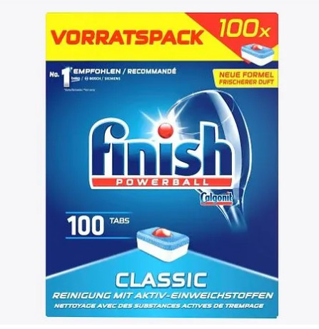 Viên rửa chén bát Finish tổng hợp (Muối, bột, nước làm bóng) Nhập khẩu Châu âu Hộp 100 viên (  với 3 chức năng trong 1) + Tặng  viên Finish dùng thử