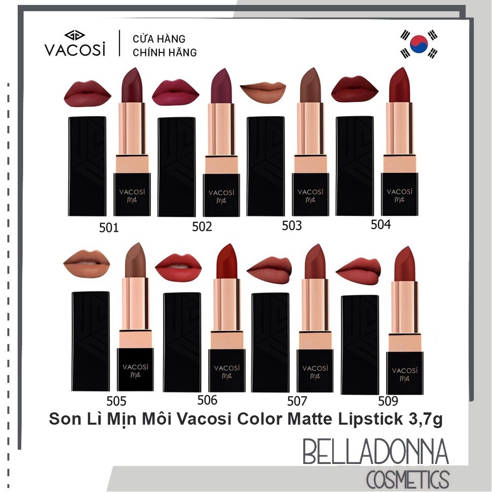 Son lì mịn môi vacosi natural studio color matte lipstick 3,7g