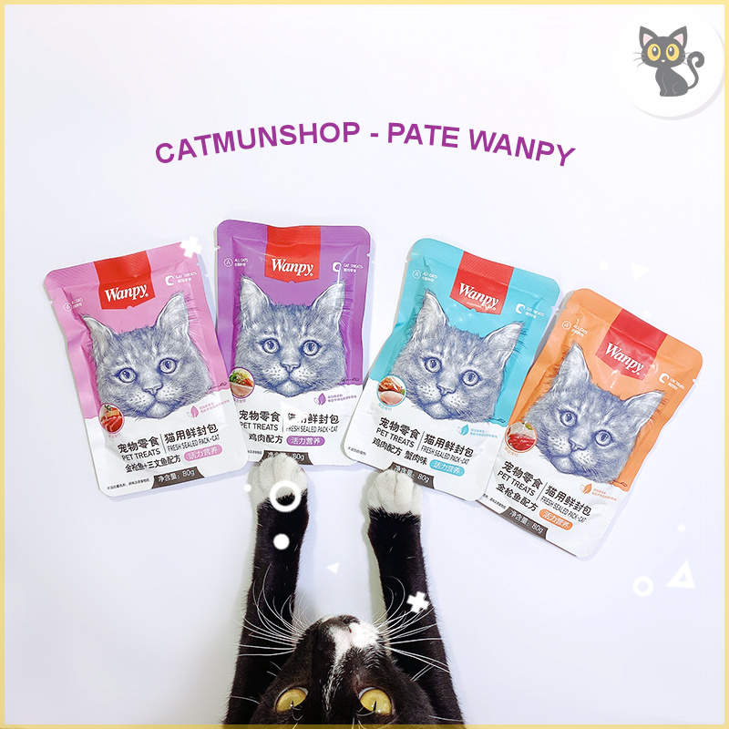 Pate Wanpy 80gr cho mèo mọi lứa tuổi 5 vị thơm ngon tha hồ cho các Sen lựa, Shop Cat Mun