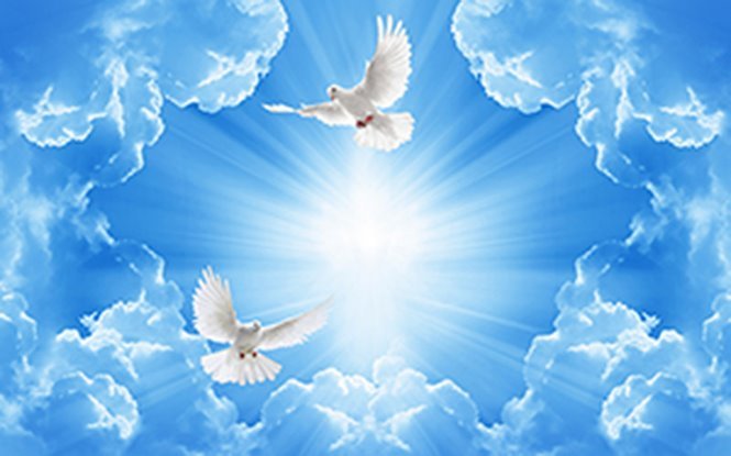 Tranh dán trần nhà 3d tranh trang trí bầu trời xanh có sẵn keo dán TN02