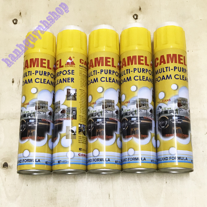 Combo 5 chai xịt bọt vệ sinh nội thất ô tô đa năng foam cleaner màu vàng 650ml