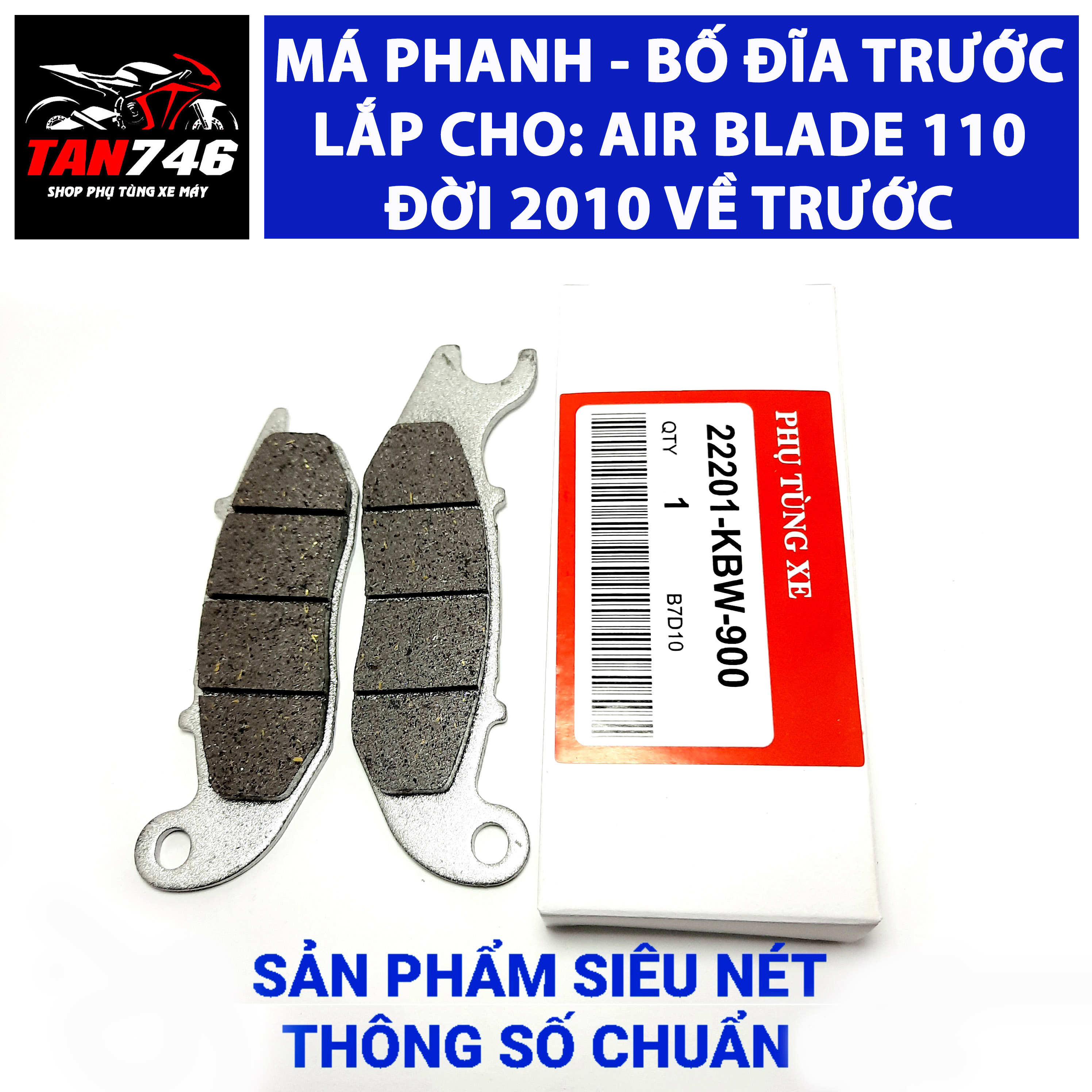 Má phanh. Bố thắng đĩa trước AB110, lắp cho Air Blade và Click từ đời 2007 đến 2010. Sp siêu đẹp, thông số siêu chuẩn.