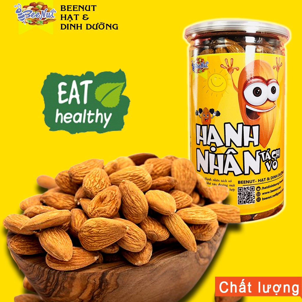 Hạt hạnh nhân rang tách vỏ 500g - hạnh nhân sấy mộc - hạnh nhân tươi làm sữa hạt hạt dinh dưỡng beenut