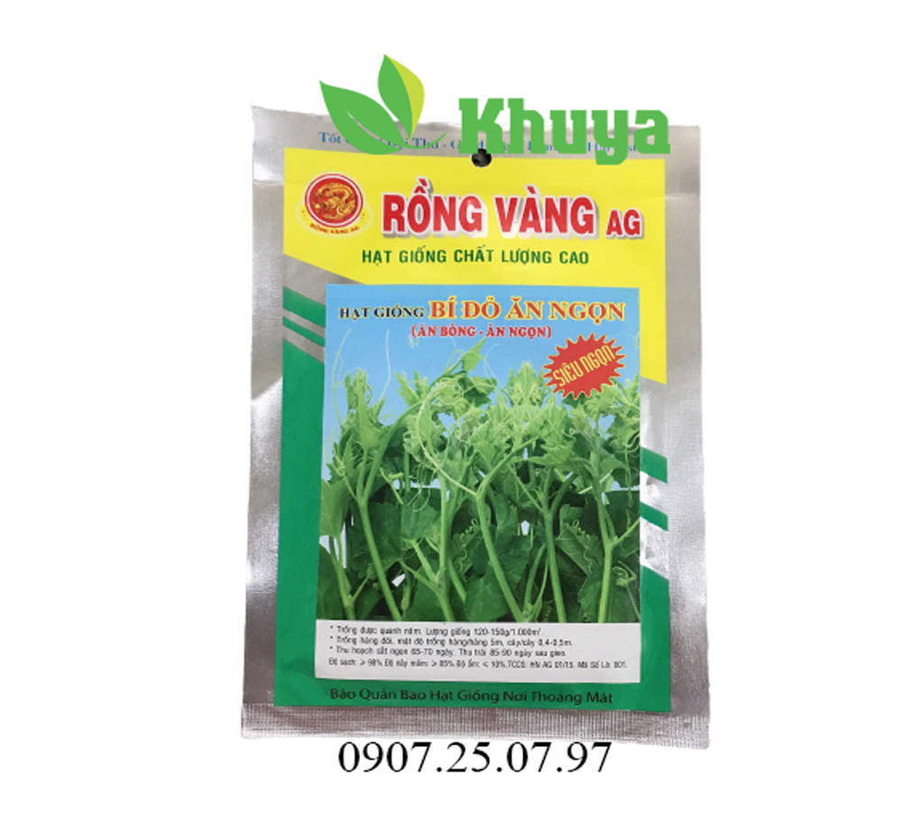 Hạt giống Bí ăn ngọn - Bí ăn đọt - Bí ăn bông Siêu đọt Rồng Vàng 20gr