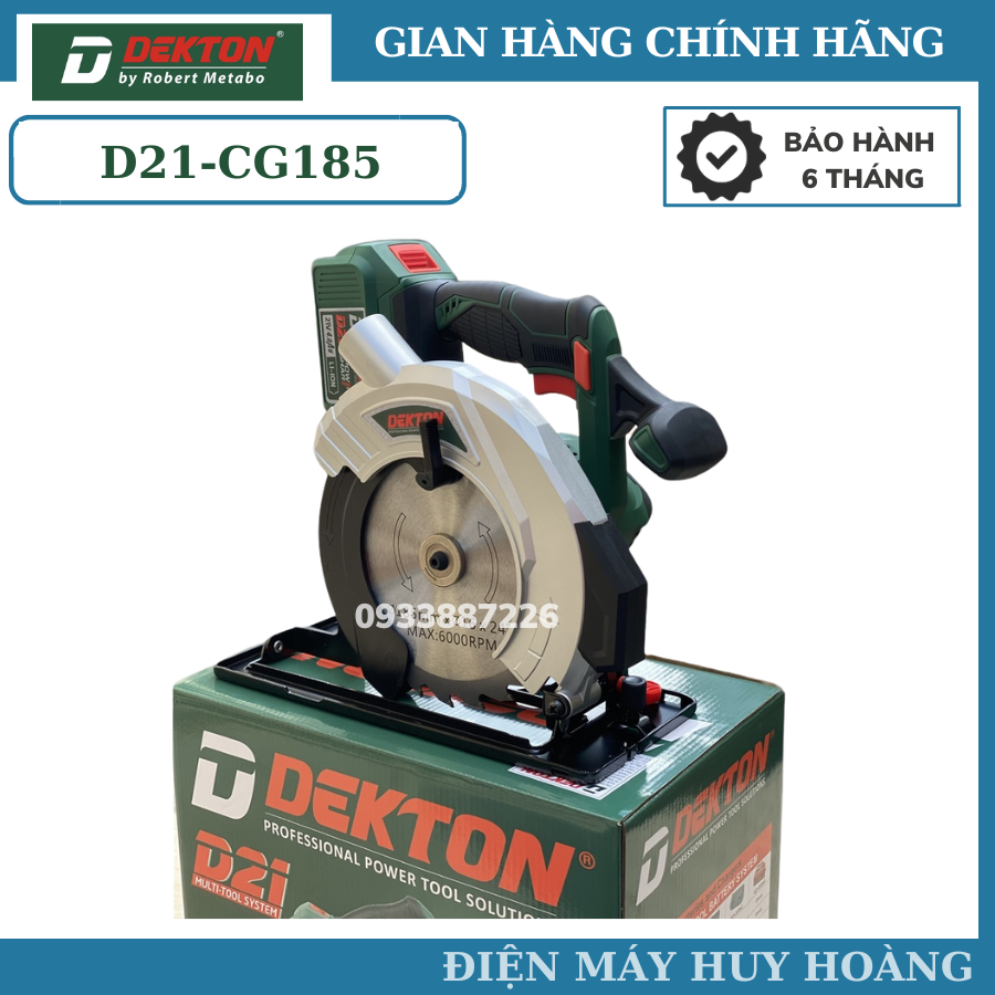 Máy cưa gỗ 185mm dekton motor brushless / d21-cg185 / dùng pin d21